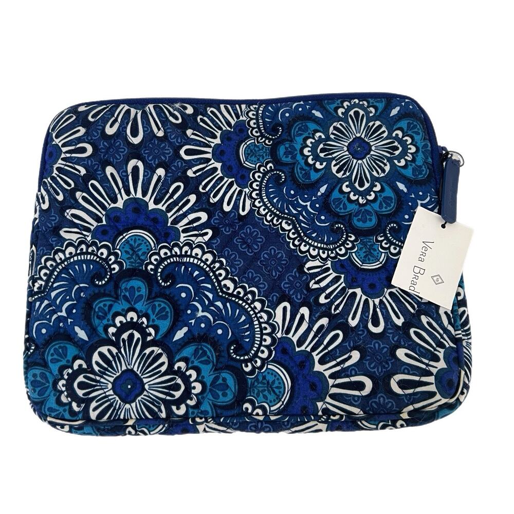 Vera Bradley Tablet Sleeve Zipper Case Cover Blue Tapestry Print Floral